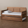 Baxton Studio Toveli Ash Walnut Wood and Synthetic Rattan Daybed with Trundle 159-9848-10648